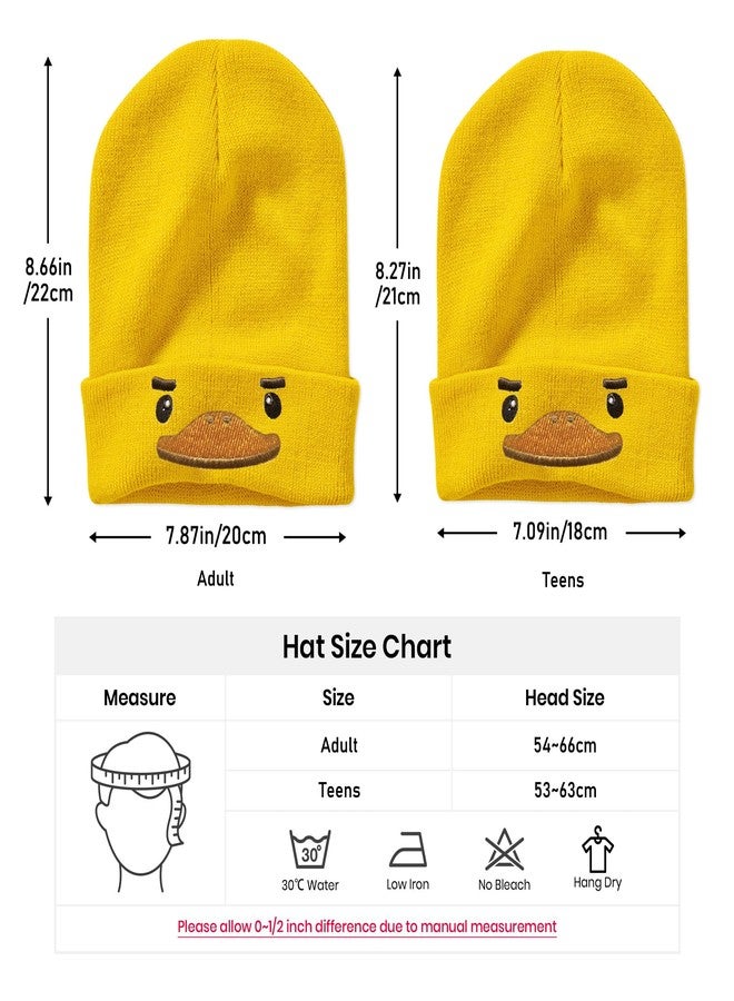 AIMASTZ Cute Yellow Duck Embroidered Beanie Knit Hat for Teens, Cute Funny Graphic Beanie Winter Skull Cap, Gifts for Duck Lovers - Image 3